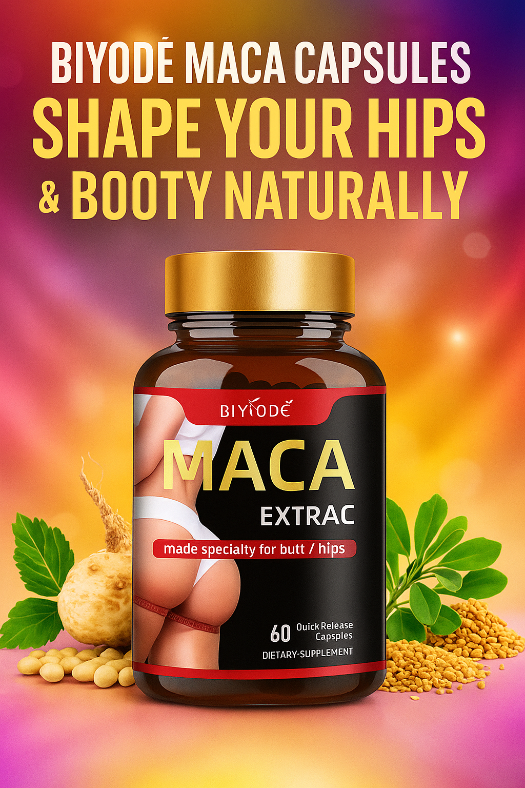 Biyode Maca Capsules for Fuller, Wider Hips